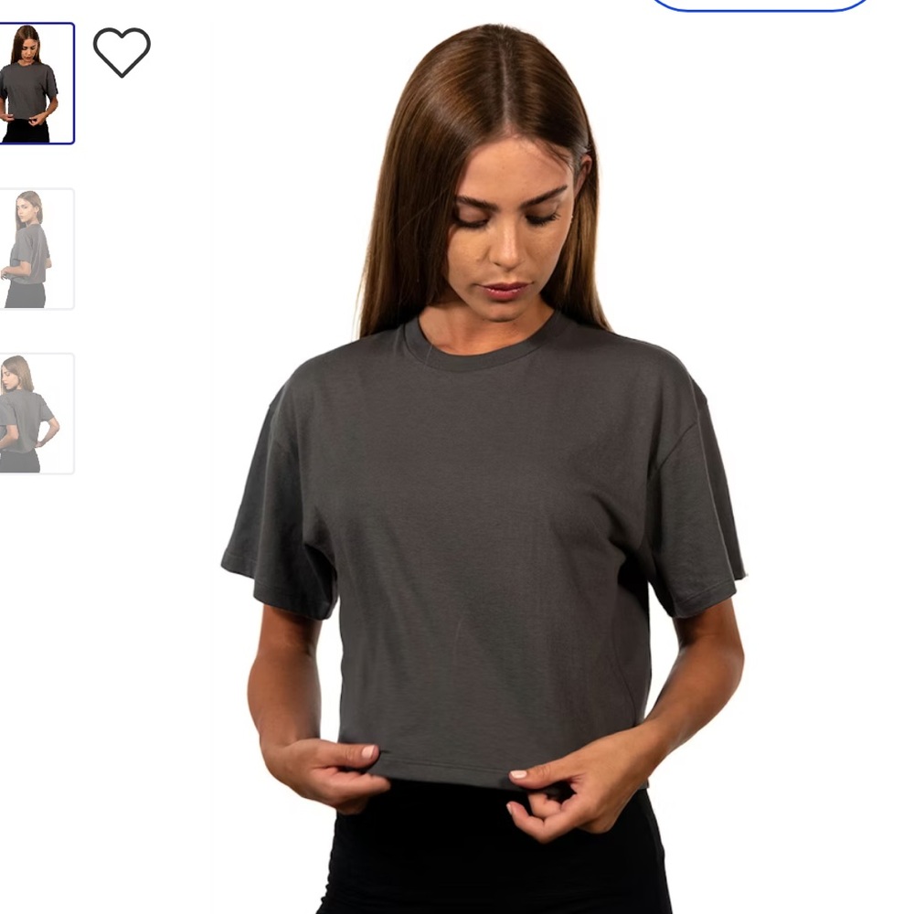Crane sz L Gray Running Cropped Top boxy fit athleisure loungewear gym fitness